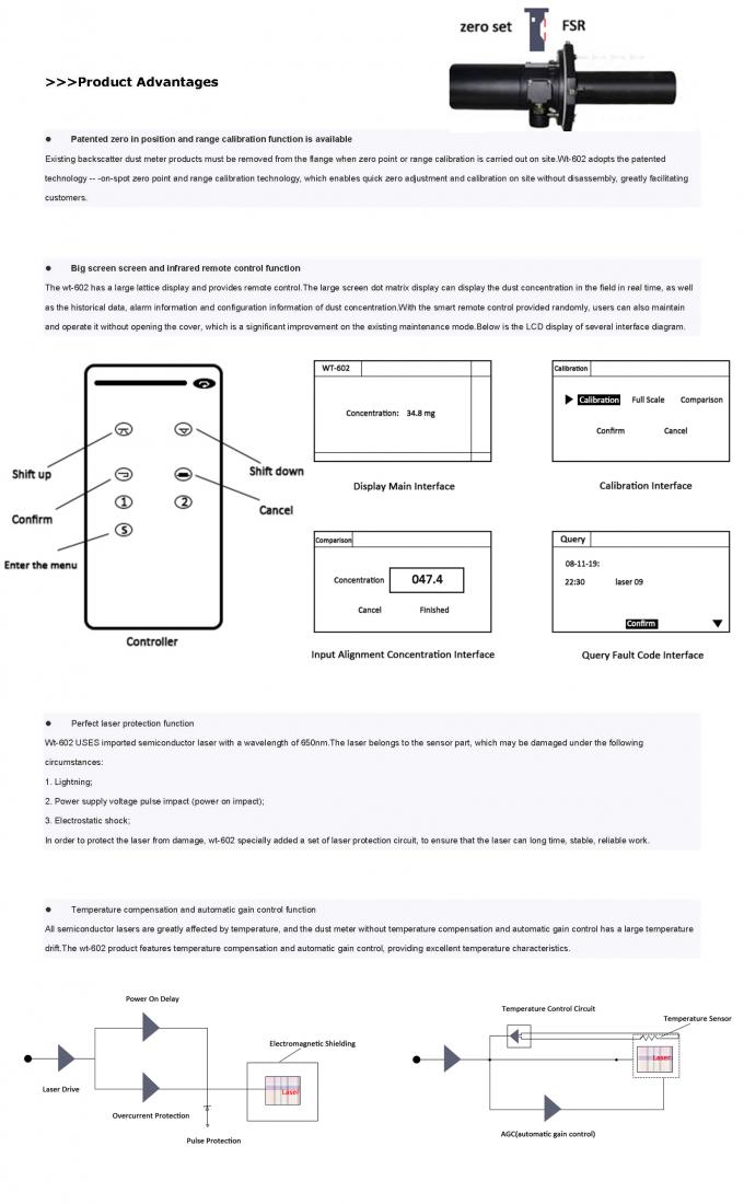 WT602 लेजर डस्ट मीटर रियल-टाइम PM मॉनिटरिंग CEMS औद्योगिक बॉयलर और उत्सर्जन नियंत्रण सिस्टम के लिए 3